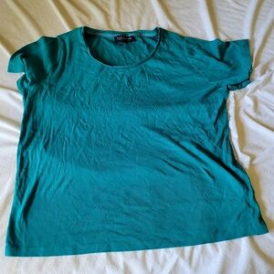 Jones New York Signature Women Top Size 2X Teal Short Sleeve Stretch